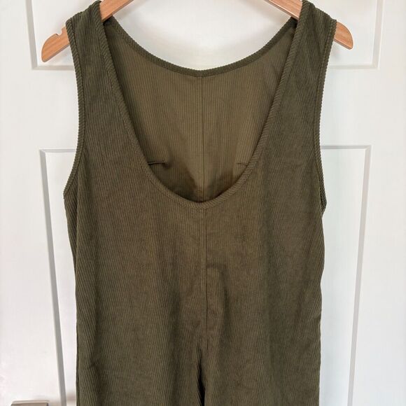 Women’s Army Green Corduroy Mini Dress Overall Pinafore Size S New - Picture 6 of 8